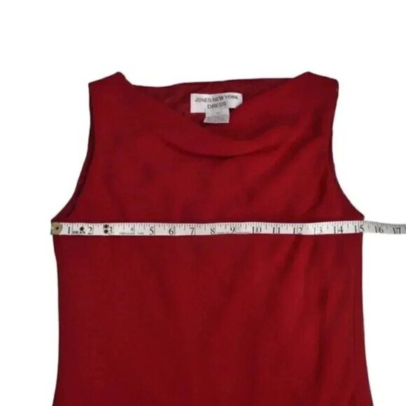 Vintage Jones New York Red  Midi Dress Cowl Neck Formal Front Slit Size 6 - Picture 7 of 9